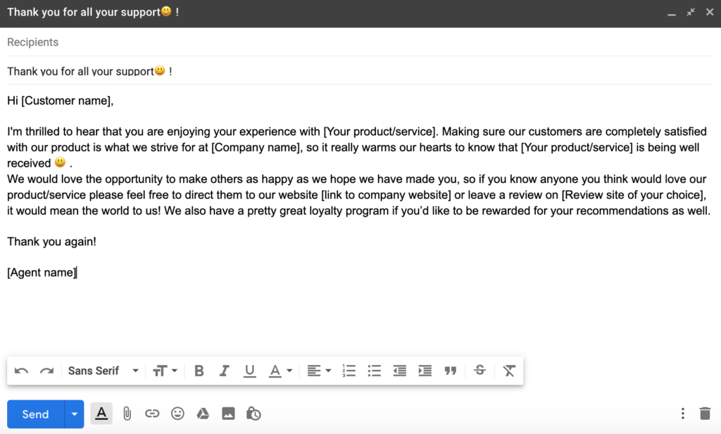 Happy customer/ Referral email